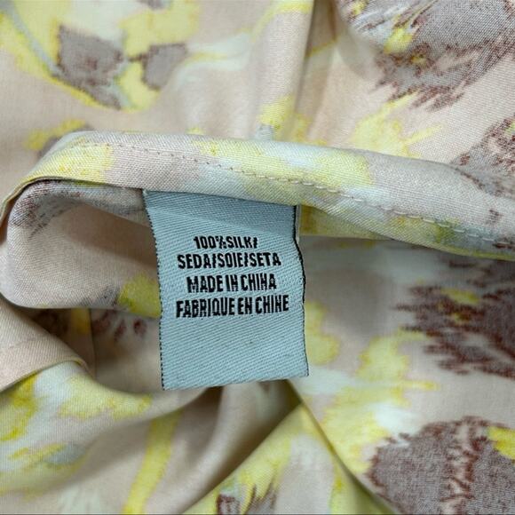 Tibi Silk Floral Abstract Mini Ruffle Tunic Dress Size 8 Yellow Pink Floral - Picture 7 of 14